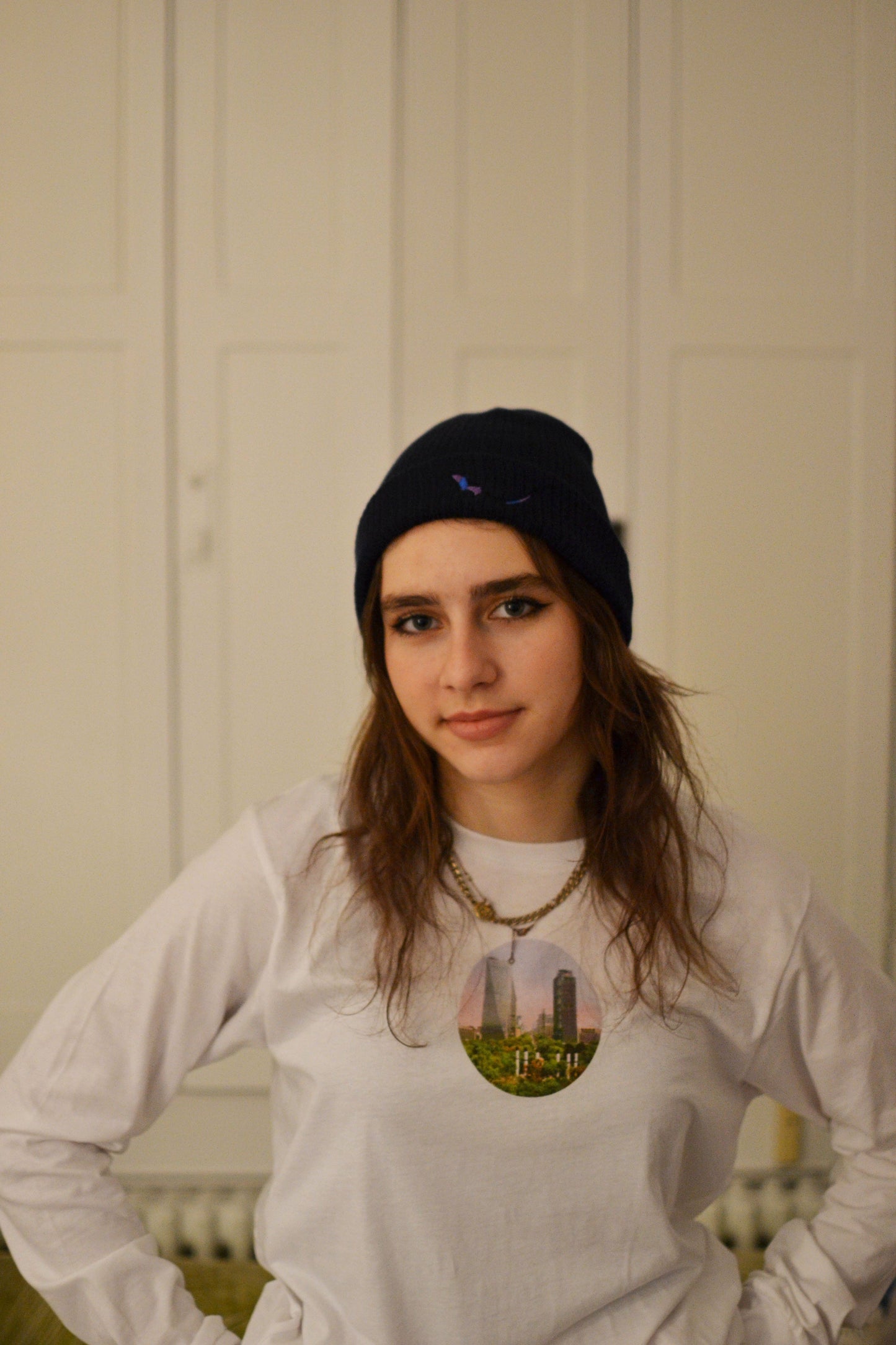 Navy Organic Eco-Beanie Model 1