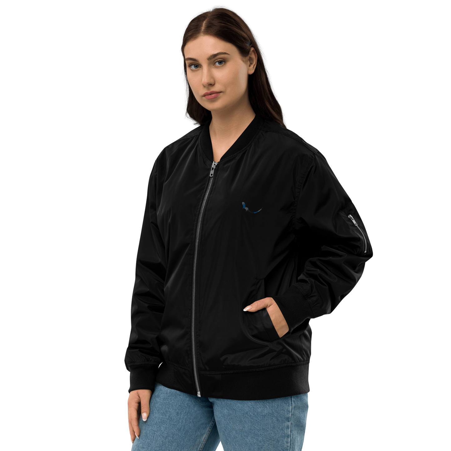 THE SUBTROPIC Recycled Plastic Bomber Jacket Black Model