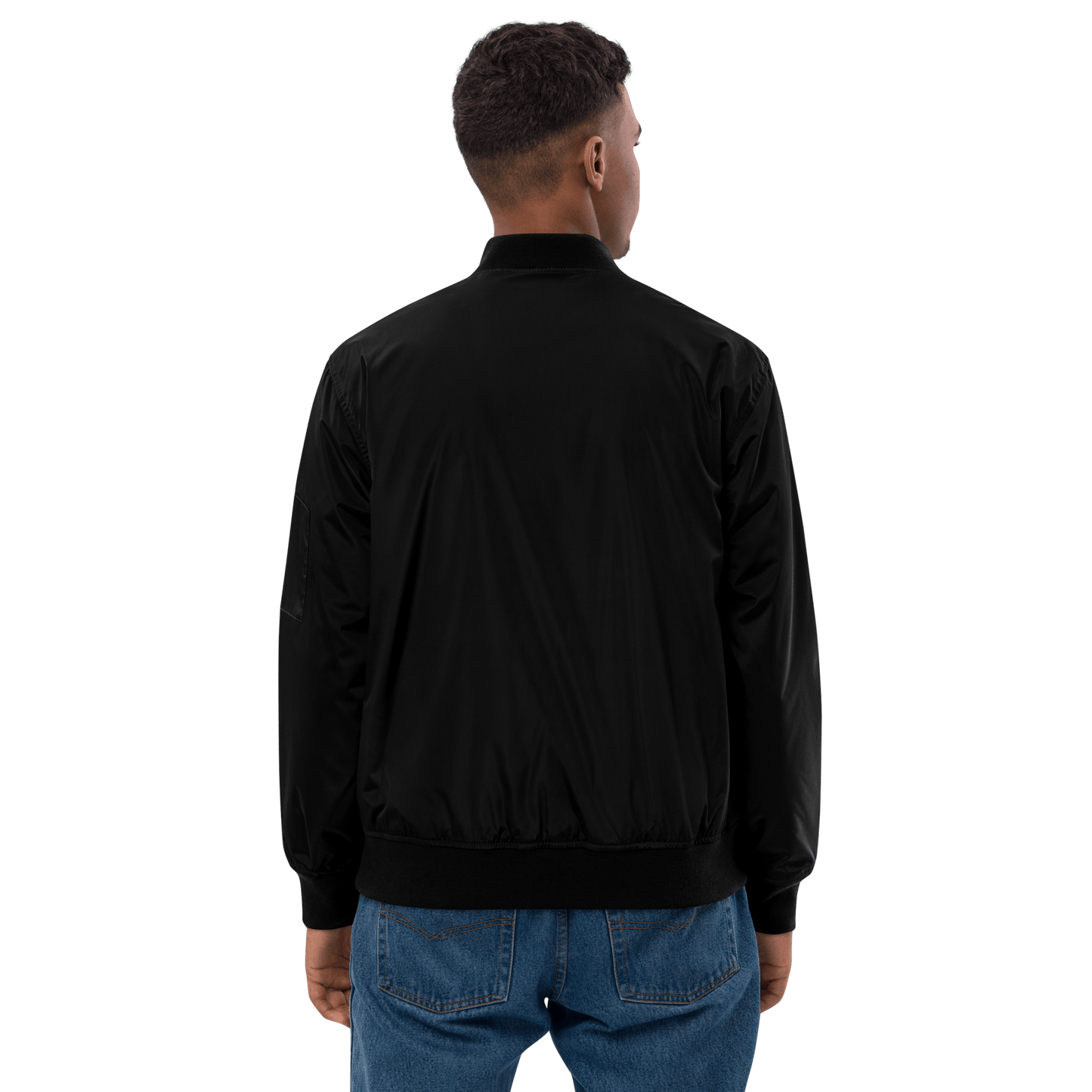 THE SUBTROPIC Recycled Plastic Bomber Jacket Black Model 2