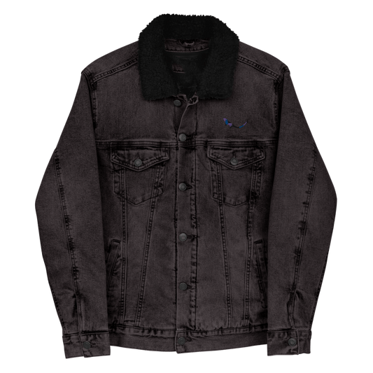 THE SUBTROPIC Recycled Plastic Trucker Jacket Black Denim Front 2
