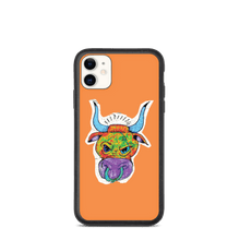 Load image into Gallery viewer, Angry Bull Biodegradable Orange iPhone 11 case

