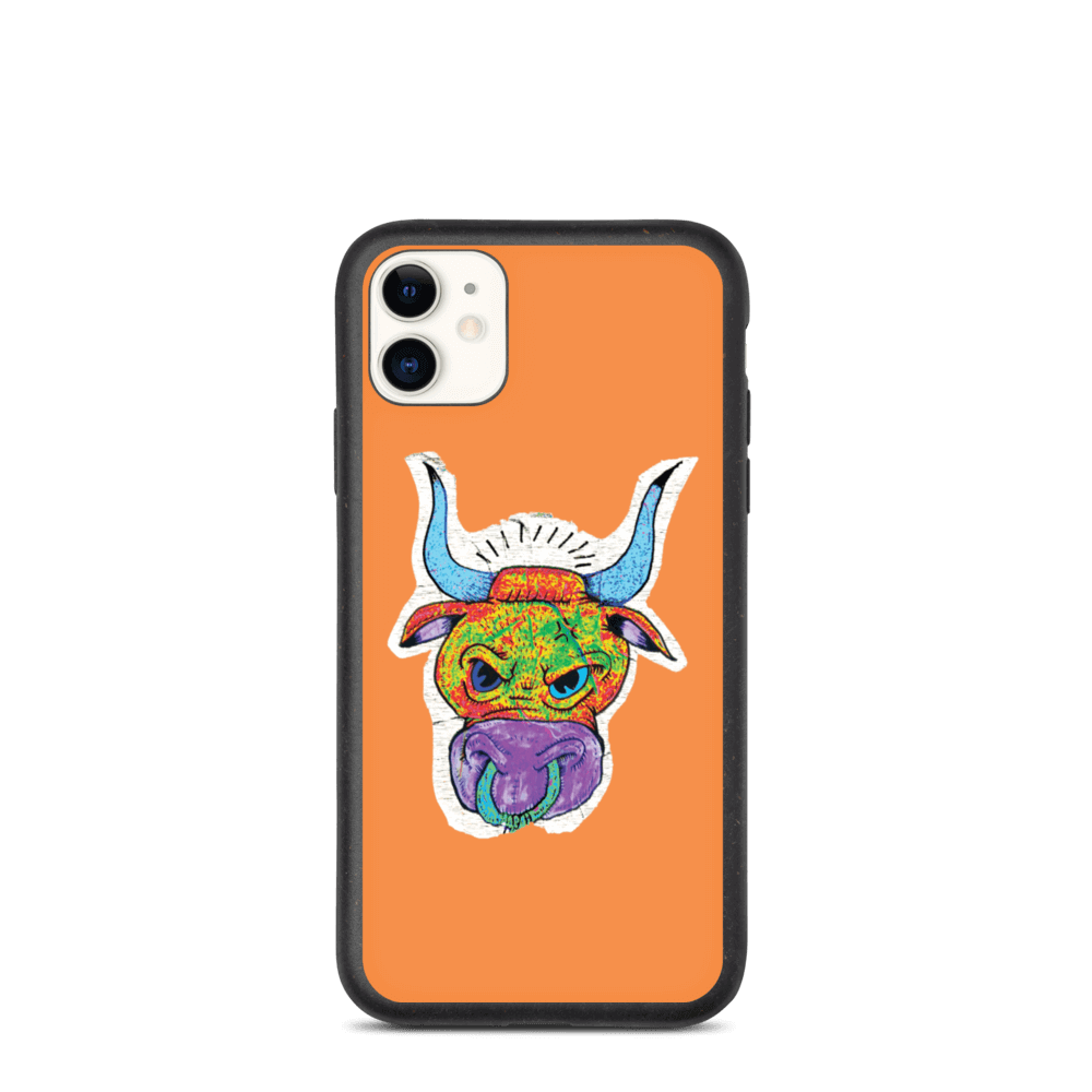 Angry Bull Biodegradable Orange iPhone 11 case