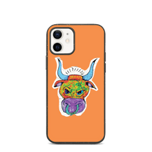 Load image into Gallery viewer, Angry Bull Biodegradable Orange iPhone 12 case
