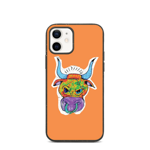 Angry Bull Biodegradable Orange iPhone 12 case