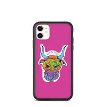Load image into Gallery viewer, Angry Bull Biodegradable Pink iPhone 11 case
