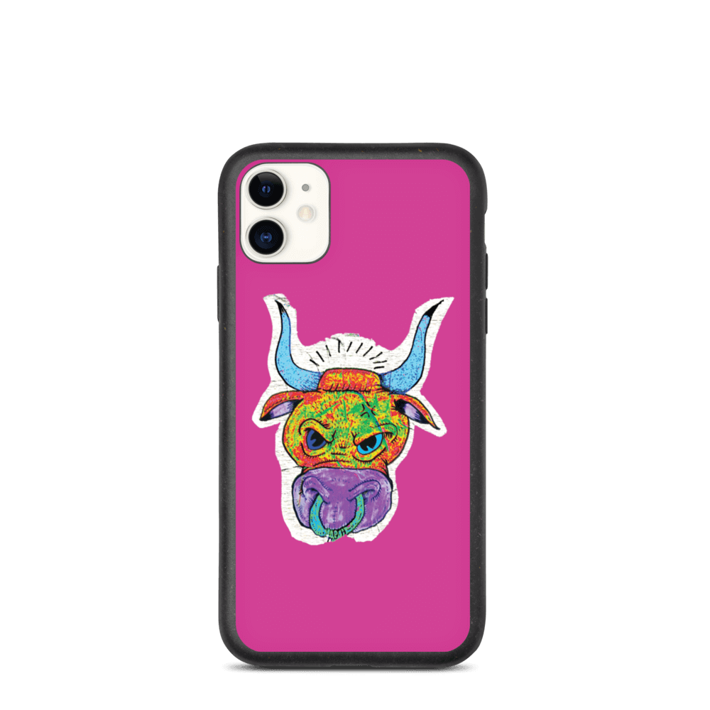 Angry Bull Biodegradable Pink iPhone 11 case