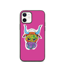 Load image into Gallery viewer, Angry Bull Biodegradable Pink iPhone 12 case
