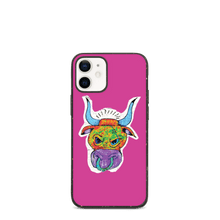 Load image into Gallery viewer, Angry Bull Biodegradable Pink iPhone 12 mini case
