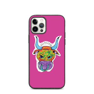 Angry Bull Biodegradable Pink iPhone 12 Pro case
