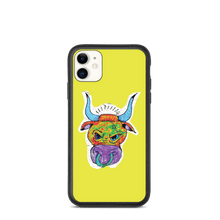 Load image into Gallery viewer, Angry Bull Biodegradable Yellow iPhone 11 case
