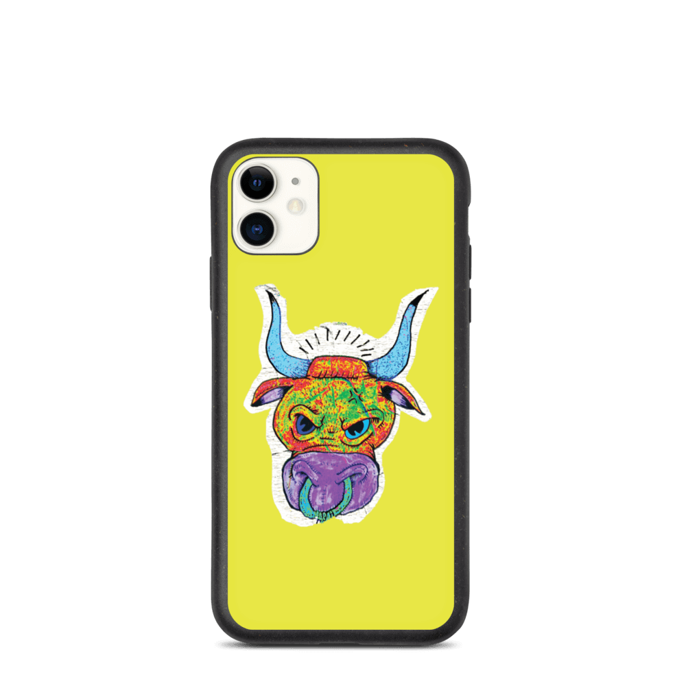 Angry Bull Biodegradable Yellow iPhone 11 case