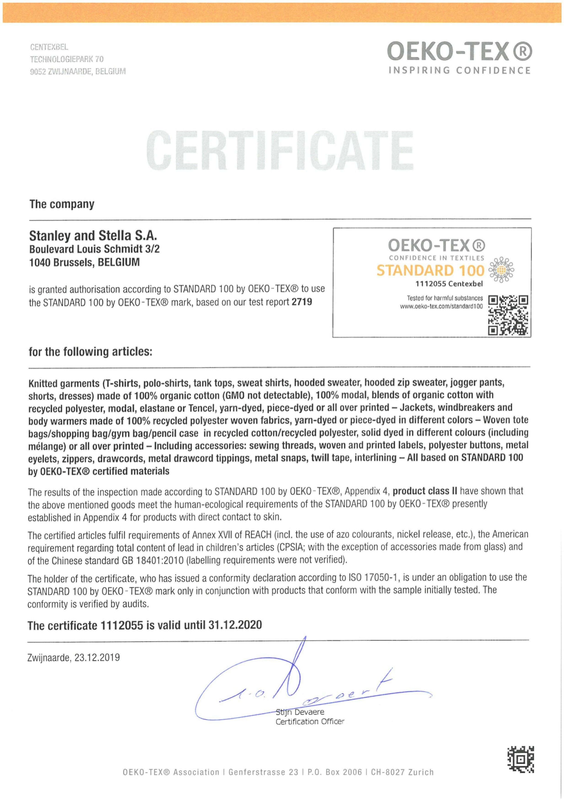 Beware Of The Coconut Organic White Tee OEKO TEX Certificate
