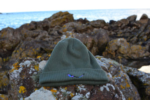 Forest Organic Eco-Beanie sitting on rock