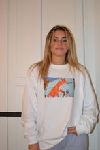 Load image into Gallery viewer, Fox &amp; Peacock Long Sleeve White Tee Front being worn by model 1
