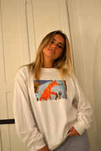 Load image into Gallery viewer, Fox &amp; Peacock Long Sleeve White Tee Front being worn by model 2
