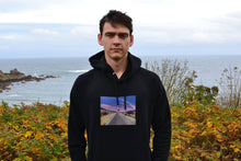 Load image into Gallery viewer, Road To Nowhere Organic Black Hoodie worn by model
