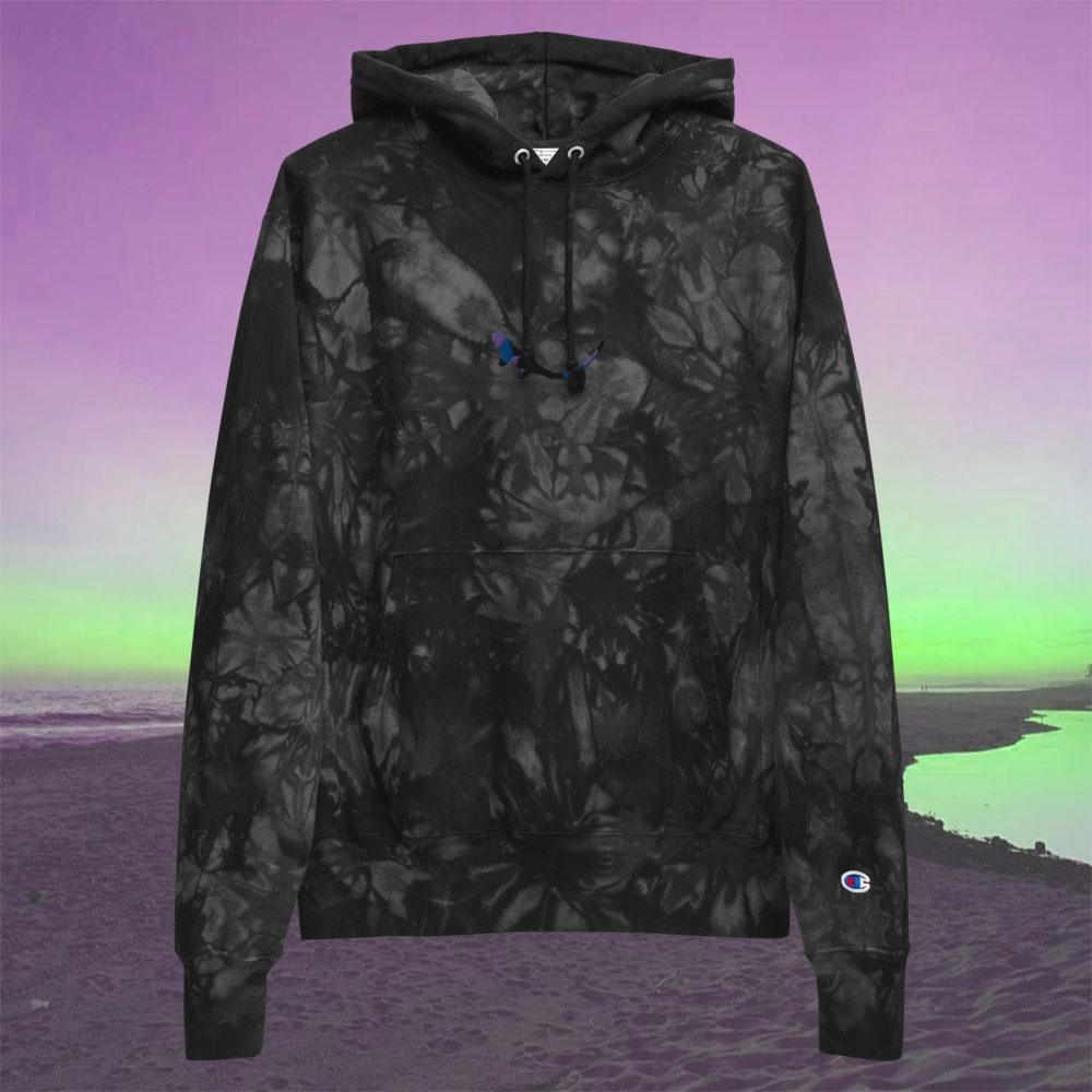 SUBTROPIC X Champion Tie-Dye Black Hoodie 2