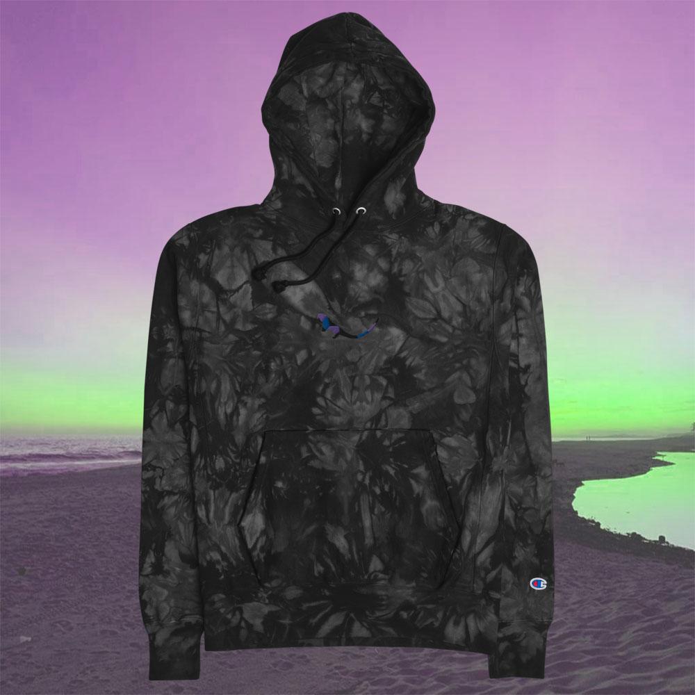 SUBTROPIC X Champion Tie-Dye Black Hoodie