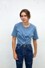 Load image into Gallery viewer, Steel Blue Essential Organic Tshirt model 2
