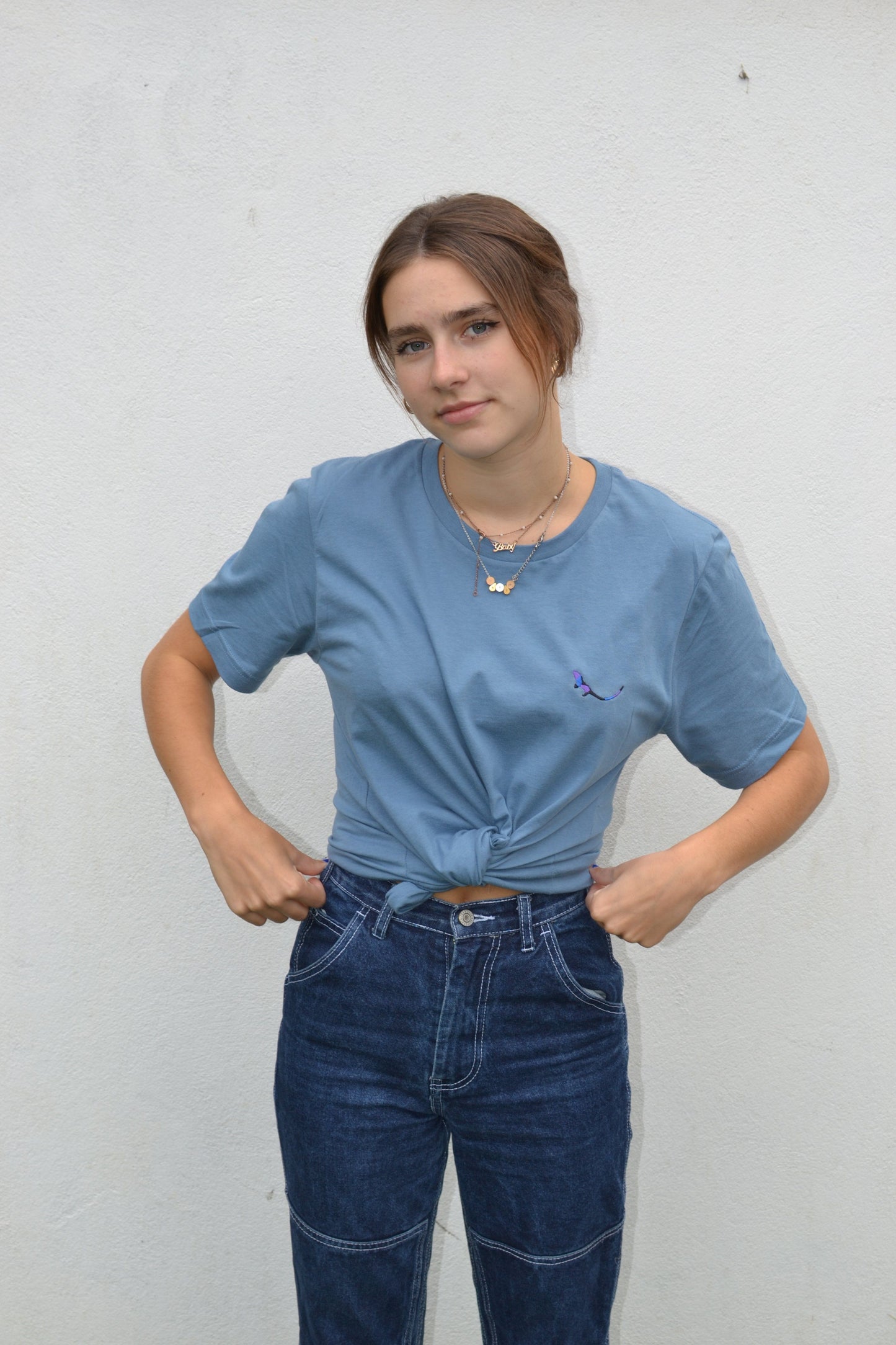 Steel Blue Essential Organic Tshirt model 1