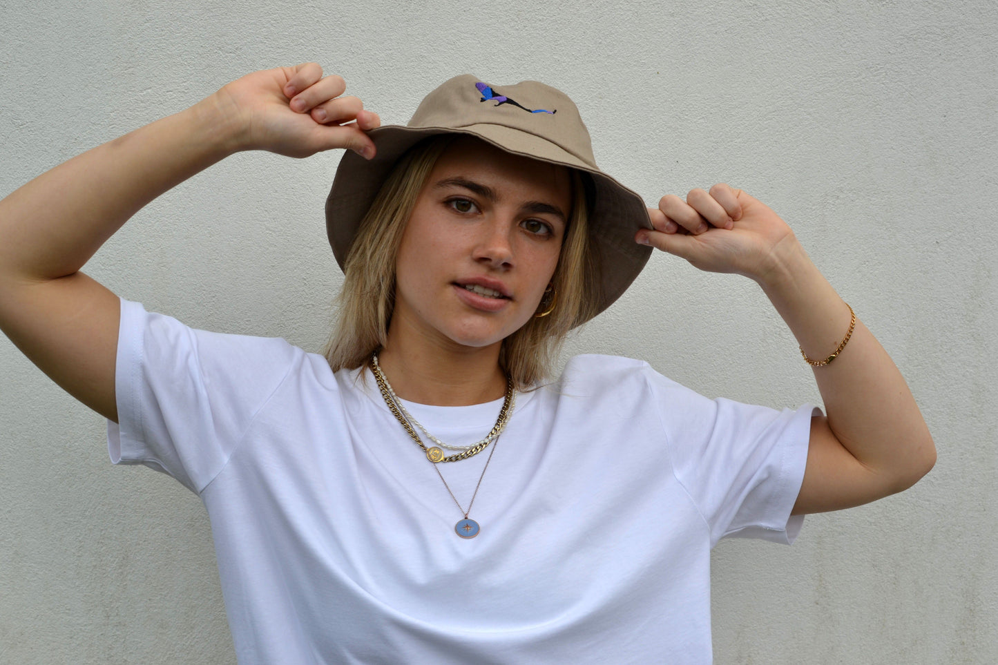 THE SUBTROPIC Bucket Khaki Hat Female Model Shot 1