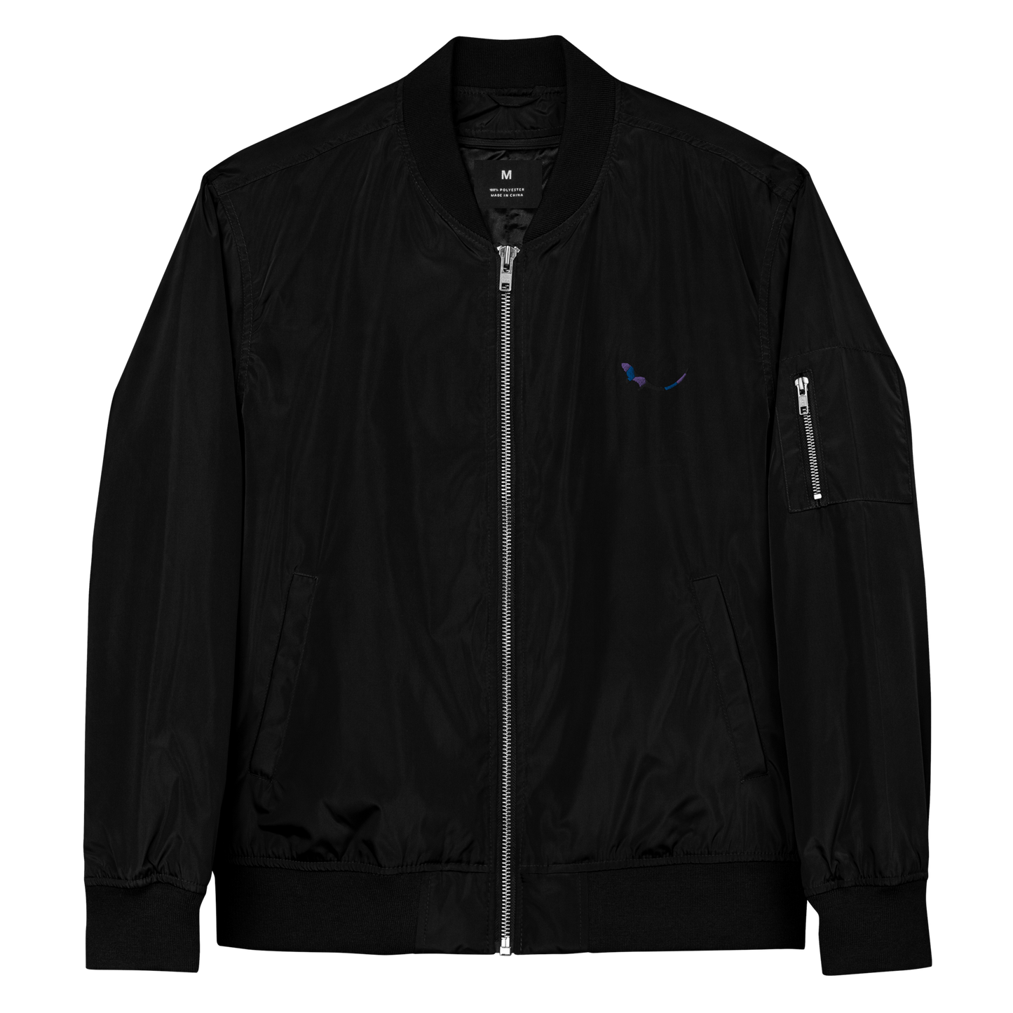 THE SUBTROPIC Recycled Plastic Bomber Jacket Black Front