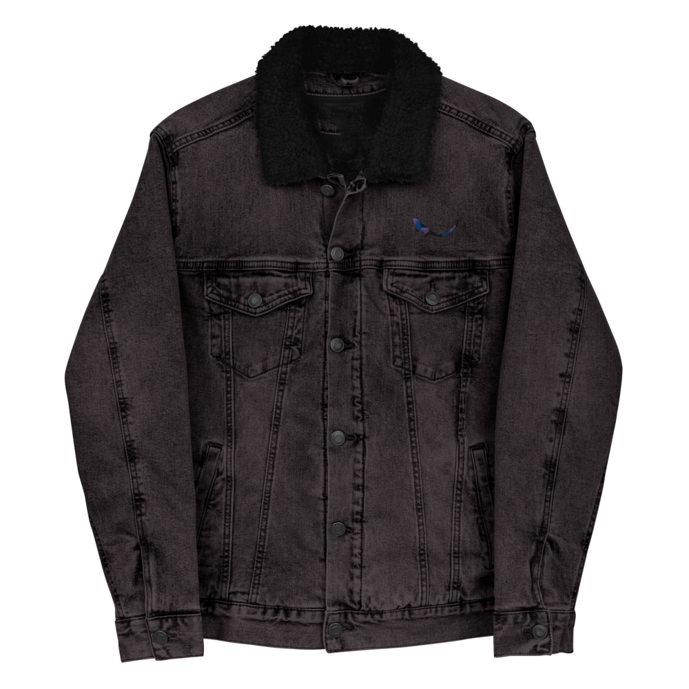 THE SUBTROPIC Recycled Plastic Trucker Jacket Black Denim Front 2
