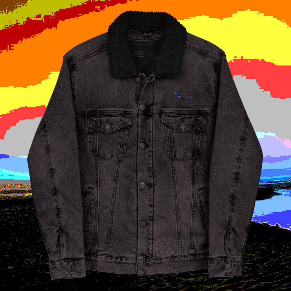 THE SUBTROPIC Recycled Plastic Trucker Jacket Black Denim Front