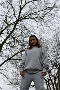 THE SUBTROPICHAMPION Ash Sweatshirt female shot by trees